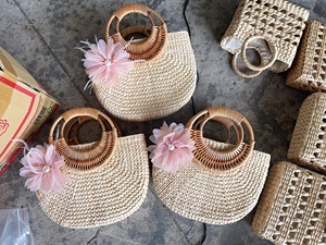 Water Hyacinth Bohemian Rectangle <b>Storage</b> <b>Basket</b> with Handle Eco-Friendly Clothing <b>Storage</b> for Beach Use - Product Image 4
