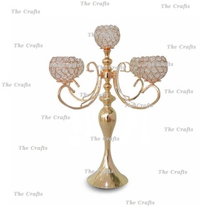 Candélabres en métal et en cristal Candélabres de pièce maîtresse de taille et de forme personnalisées pour les événements Utilisation d'occasion spéciale - Product Image 4