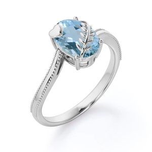 Oval Cut Aquamarine Engagement <b>Ring</b> <b>925</b> Sterling <b>Silver</b> 14K Gold Plated Luxury Prong Setting - Product Image 1