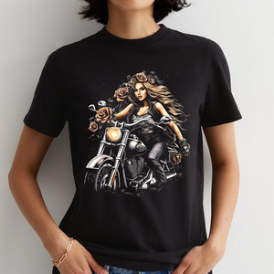 Camiseta de lona ajustada cómoda y elegante para mujer de alta calidad, diseño personalizado, estampado, cuello redondo, patrones vibrantes, colores informales - Product Image 4