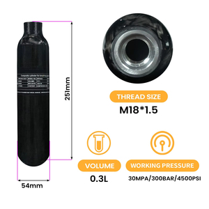 Tanque de Aire para Paintball de 0.3L, Cilindro de Fibra de Carbono, Proveedor OEM con Logotipo Personalizado - Product Image 2