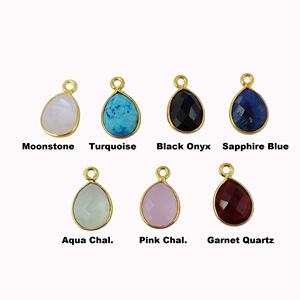 Pendentif lunette en forme de poire avec pierres précieuses - Product Image 2