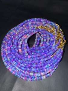 Colliers TASBIYA en opale bleue éthiopienne naturelle, perles rondes lisses, fabriqués à la main, avec évaluation tierce partie, prêts à être expédiés - Product Image 3