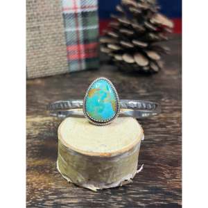 Southwest #18 Kingman Turquoise Sterling <b>Silver</b> <b>Cuff</b> <b>Bracelet</b> Made Style-Fashionable Kingman Turquoise Sterling <b>Cuff</b> <b>Bracelet</b> - Product Image 5