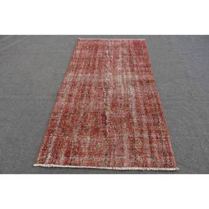 Alfombra turca vintage roja de 3,7x6,9 pies, diseño de retazos de área grande de lana con respaldo de látex para pasillo o dormitorio, nuevo modelo - Product Image 1