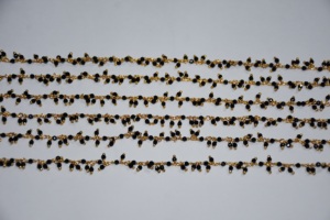 Black hydro Bead gold plated wire wrapped <b>Cluster</b> Rosary Chain, Beaded chain for Jewelry Making, 2mm Hydro fashion jewelry chain - Product Image 4
