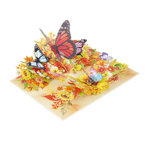 Cartes en papier 3D personnalisées avec un jardin d'automne et des papillons, fabrication et fourniture - Product Image 2