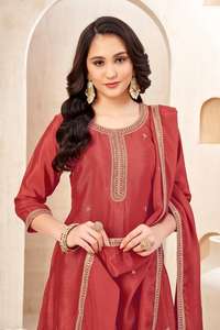 Latest Vintage Heavy Chinon Embroidered <b>Kurti</b> Collection with Sequenced Work - Product Image 4