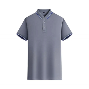 Camiseta de Manga Corta Azul para Hombre, Color Sólido, Mezcla de Poliéster/Algodón, Transpirable, 220g, Estilo Casual - Product Image 6
