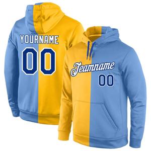 Personalizado cosido oro real-azul claro Split moda deportes pulóver Sudadera con capucha - Product Image 1