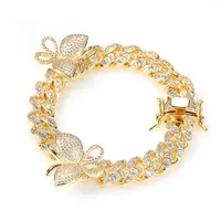 Bracelet à maillons papillon en argent sterling 925 plaqué LAX DIORE JEWELS, tendance pour femmes, avec moissanite, cadeau de mode pour les fêtes