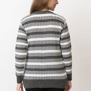 Suéter de mujer con patrón de punto de bloque de color suéter suave para mujer con cuello redondo suéter de punto de moda para mujer - Product Image 2