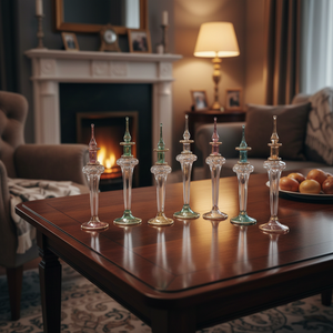 LW17 Flacon de parfum de luxe ultra-mince en verre égyptien, série Trompette, 12 ml, soufflé à la main, souvenir, avec collier en cristal festonné - Product Image 1