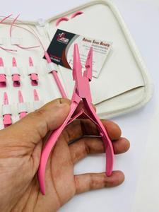 Kit de Herramientas Profesionales de Alta Calidad para Extensiones de Cabello con Micro Anillos, Grado Quirúrgico, Logotipo Personalizado, Alicates de Acero Inoxidable Rosa Intenso - Product Image 4