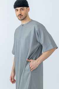 Camisa Larga Informal de Algodón para Hombre, Estilo Étnico Africano, Moda Musulmana de Dubái, Vestido Abaya Thobes, Liso - Product Image 4