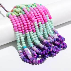 Perles Rondelles d'Opale Rose, Verte et Violette, Multicolores, en Pierre Naturelle, pour la Fabrication de Colliers, Bracelets et Bijoux, Style Tendance 2026 - Product Image 1