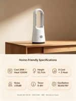 Kipas Meja Yeyun Cozy Cool & Hot: Hangat di Musim Dingin, Sejuk di Musim Panas, Sangat Senyap, Timer 0-8 Jam, Sempurna untuk Meja Samping Tempat Tidur