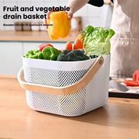 Panier de rangement ajouré en fil de fer PP, grande capacité, avec poignée, pour fruits, légumes, linge et pique-nique