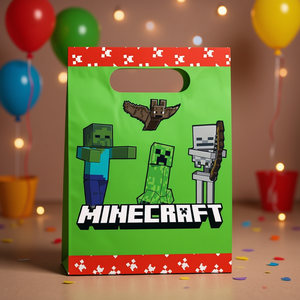 Sacs en papier Minecraft 16x22cm, lot de 4, pour cadeaux et fêtes - Product Image 1