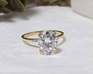 Anillo de Compromiso Solitario Vintage con Diamante Cultivado en Laboratorio de Corte Ovalado de 2.50 Ct, Certificado IGI, Halo Oculto, para Mujer, Aniversario de Bodas, 18K - Product Image 1