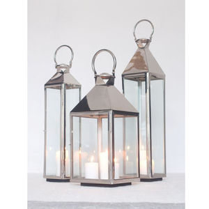 Modern Elegant Metal <b>Glass</b> Silver Finished Customized Size Clear <b>Glass</b> <b>Lantern</b> Handmade Tabletop Decoration for Home & Wedding - Product Image 6