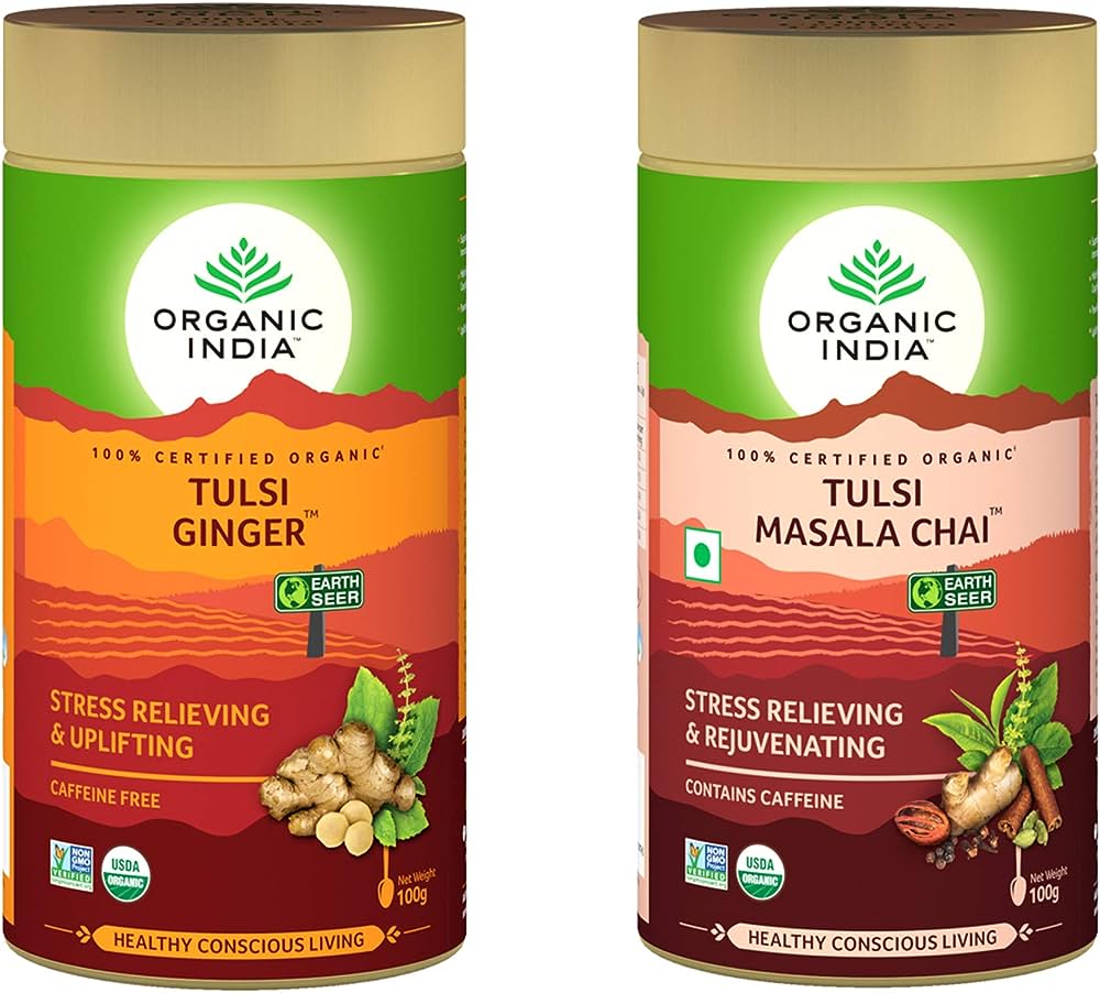 Tulsi Ginger Masala Tea - Organic India (Classic Green Tea Blend) by OK TRADING CO.