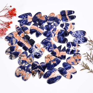 Par de cabujones de sodalita Natural 100%, piedras preciosas de cuarzo sueltas para hacer joyas, formas y tamaños mixtos - Product Image 2