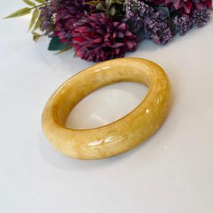 Bracelet jonc, 56 mm, Ambre Jaune de la Baltique, Bijoux fabriqués en Pologne ; Jonc en ambre pour femme, jonc jaune naturel - Product Image 2