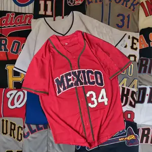 Individuell bedruckte Stickerei MLB Baseball-T-Shirt Baseball-Anzug Herren ohtani blanko Mexiko Zwei-Button Baseballtrikot