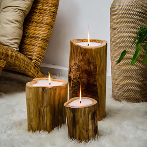 Bougeoir d'aromathérapie en bois de teck, un accessoire de luxe durable à un prix abordable - Product Image 1