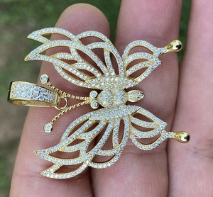 Pendentif papillon Moissanite en argent sterling 925 bijoux Hip Hop pendentif personnalisé idéal pour les bijoux de mode - Product Image 3