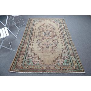4.9x8.4 ft Rug, Turkish Vintage Large Rug, <b>Brown</b> <b>Wool</b> Rug - Product Image 1