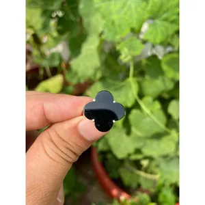 <b>925</b> <b>Silver</b> Clover <b>Ring</b> <b>with</b> Black Onyx Hand-Designed Licensed Private Brand Jewelry for Gift - Product Image 1