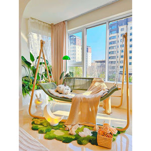 Balançoire moderne et élégante en métal pour l'extérieur, 2 places, coussin imprimé au laser non imperméable, meuble polyvalent, pièce décorative pour appartement - Product Image 2