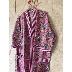 Robe Kimono Florale en Coton Respirante Décontractée pour Fêtes et Cérémonies, Idéale pour les Loisirs Diurnes et Soirées Estivales, Taille Unique, Logo Personnalisé - Product Image 2