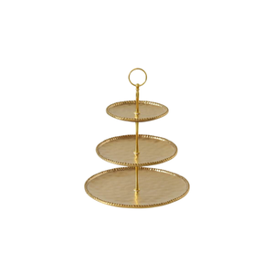 Support à gâteau de table Amson en laiton, aspect élégant, 3 niveaux, plaqué or, écologique, compatible lave-vaisselle, pour mariages, anniversaires, fêtes - Product Image 1