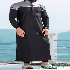 Hombres Jubba Thobe musulmán manga larga Maxi vestido bata nuevo último diseño en venta al por mayor tasa de manga larga árabe Thawb de talla grande - Product Image 4