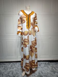 2024 Floral de talla grande crepé manga larga suelta plisada Abaya Islam ropa islámica Maxi vestido mujeres musulmán modesto - Product Image 3