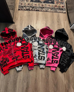 Sudadera con Capucha Personalizada Unisex, Color Rosa, con Estampado Gráfico, Estilo Urbano, Sudadera con Capucha de Gran Tamaño, Estilo Hip Hop - Product Image 1