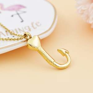 Heart Gold Hook Keepsake Jewelry Stainless Steel Hook Cremation Urn <b>Necklace</b> Pendant Ashes Urn <b>Memorial</b> Unisex Custom Size - Product Image 2