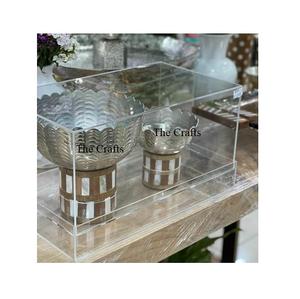 Juego de dos tazones decorativos de aluminio color oro con diseño de hojas para frutas y chocolate, de diferentes tamaños, al mejor precio. - Product Image 5