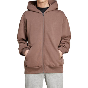 Sudaderas con capucha extragrandes de algodón de alta calidad para hombre, ropa de calle con logotipo personalizado, Sudadera con capucha negra de algodón pesado con cremallera para hombre - Product Image 4