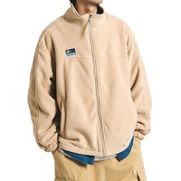 RNSHANGER veste en laine d'agneau japonaise sweat-shirt en molleton hommes automne Couple col montant flocage vêtements d'extérieur pour étudiants veste décontractée