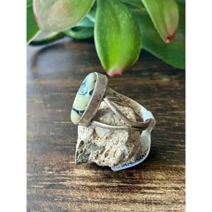 Scott Skeets <b>Statement</b> <b>Ring</b> Tibetan Turquoise & Sterling Silver Size 6 Bezel Set Everyday Wear IGI Certified - Product Image 5