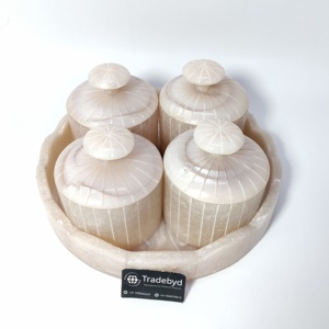 Juego de 4 contenedores herméticos de resina para el almacenamiento de la cocina del hogar elegante tarro de fruta seca para comedor de Tradebyd para regalos - Product Image 4