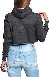 Breathable Polyester Cotton Fleece Long Sleeve Hooded Women Sweatshirt Custom Solid Pullover <b>Crop</b> <b>Top</b> Hoodie - Product Image 4