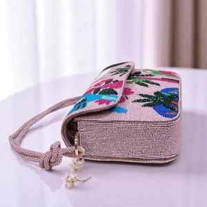 Bolso con cuentas multicolor con asa, bolso de mano, bolso de mano informal, artesanía india, hecho a mano, bolso Baguette, - Product Image 5