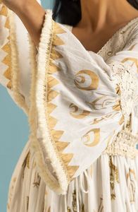 New Design And Best Floral Embroidered Dress for Women Puff Sleeves Style Expansive Ruffles Solid Machine Embroidery Ukraine - Product Image 3