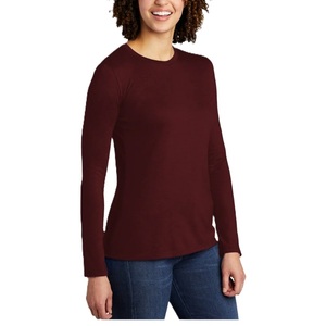 T-shirts à manches longues pour femmes de haute qualité, 95% coton, 5% élasthanne, logo personnalisé imprimé, écologiques, anti-rides, respirants, unis - Product Image 5