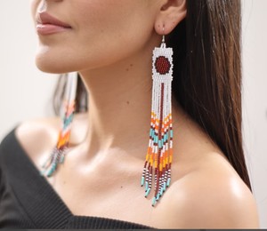 Luxury Quality <b>Emerald</b> Green Beaded Tassel Earrings - Product Image 2